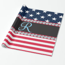 USA Stars Stripes Script Monogram Dazzling