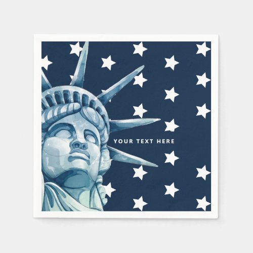 USA Stars Stripes Statue of Liberty  Your Text Napkins