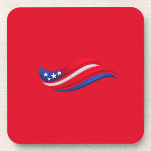 USA Stars & Stripes Wave Throw Pillow   Red White  Beverage Coaster