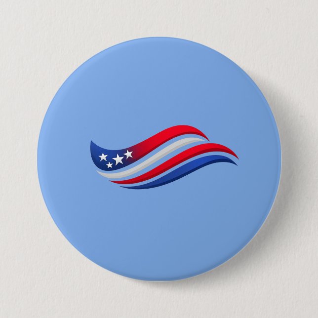 USA Stars & Stripes Wave Throw Pillow | Red White  Button (Front)