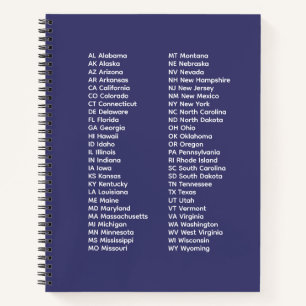 USA State Abbreviations – Spiral Notebook