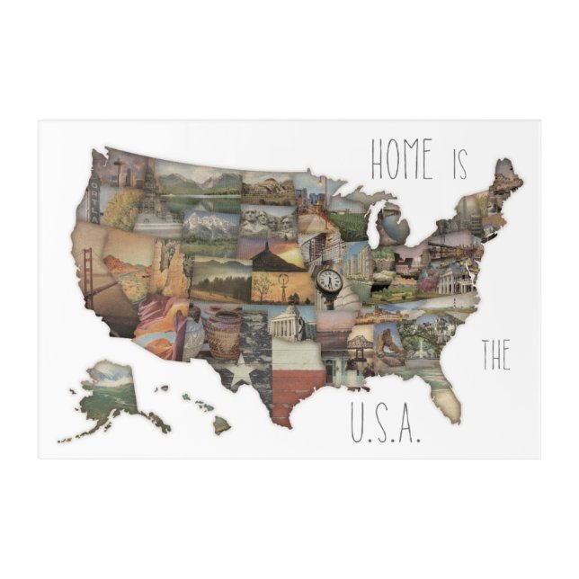 USA State Collage Acrylic Print (Front)