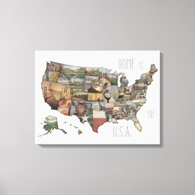 USA State Collage Canvas Print (Front)