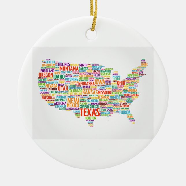USA States and Cities Ceramic Ornament (Front)