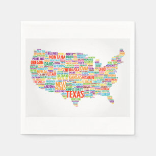 USA States and Cities Napkins