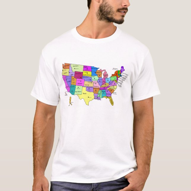 USA states labeled with capitols T-Shirt (Front)