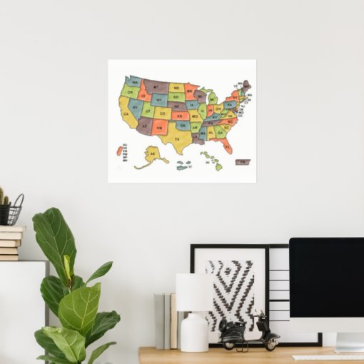 USA States Map Poster | Zazzle