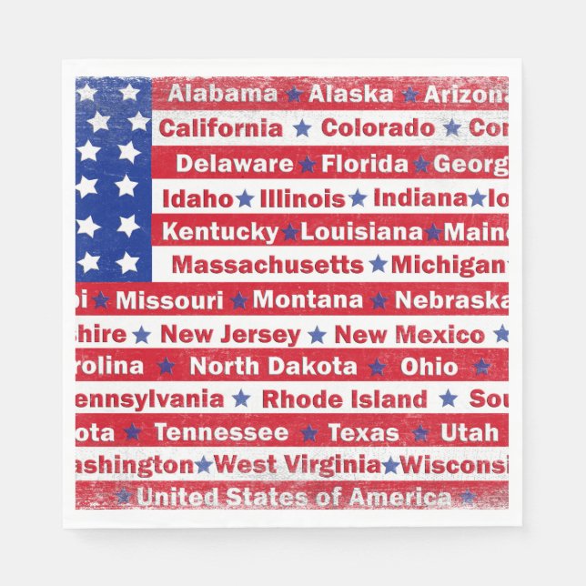 USA States On Flag Napkins (Front)