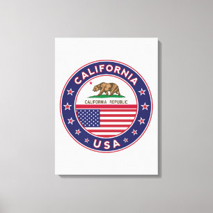 USA_STATES - WITH_FLAG_California_circle_with_flag Canvas Print