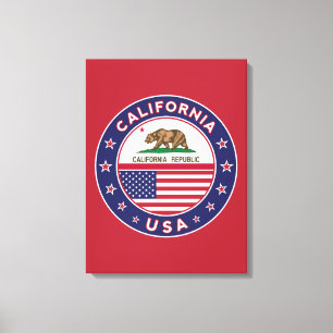 USA_STATES - WITH_FLAG_California_circle_with_flag Canvas Print