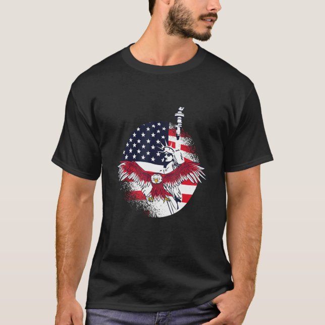 Usa statue liberty bald-eagle T-Shirt (Front)