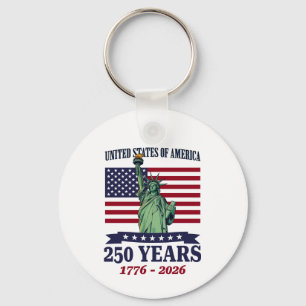 USA Statue of Liberty 250 Years 1776-2026 Keychain