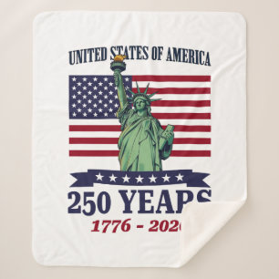 USA Statue of Liberty 250 Years 1776-2026 Sherpa Blanket
