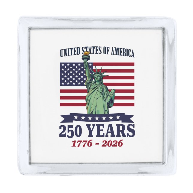 USA Statue of Liberty 250 Years 1776-2026 Silver Finish Lapel Pin (Front)