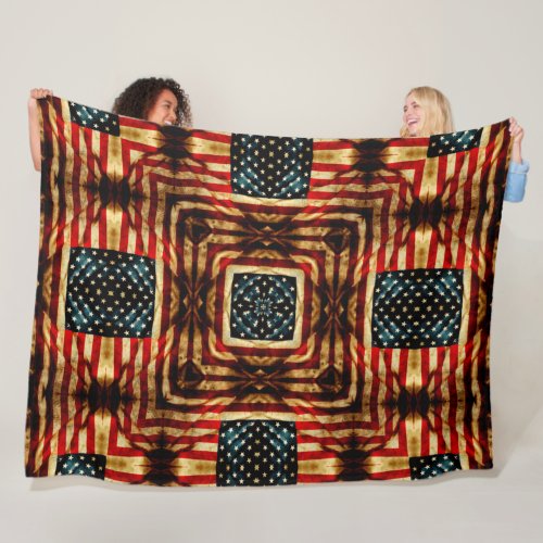 USA Steampunk Vintage Civil War Flag Quilt Fleece Blanket