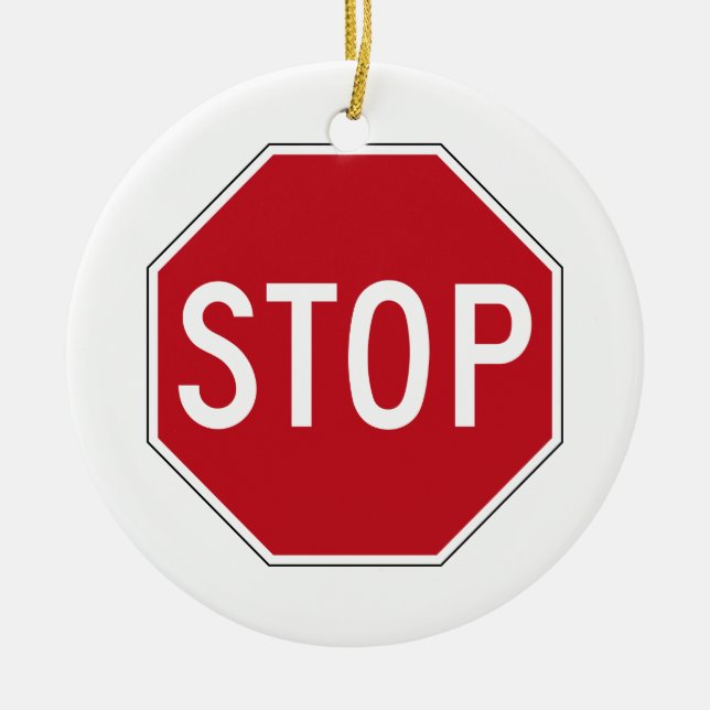 USA Stop Sign Ceramic Ornament (Front)