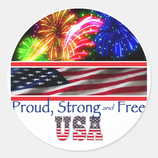 USA Strong Classic Round Sticker (Front)