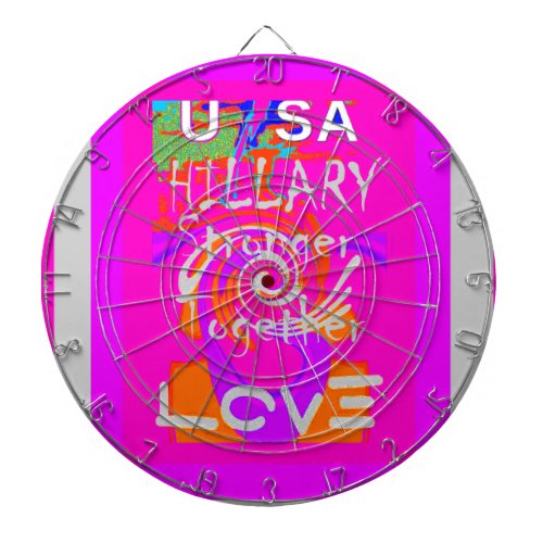 USA Stunning Hillary Stronger Together Baby Pink Dartboard With Darts