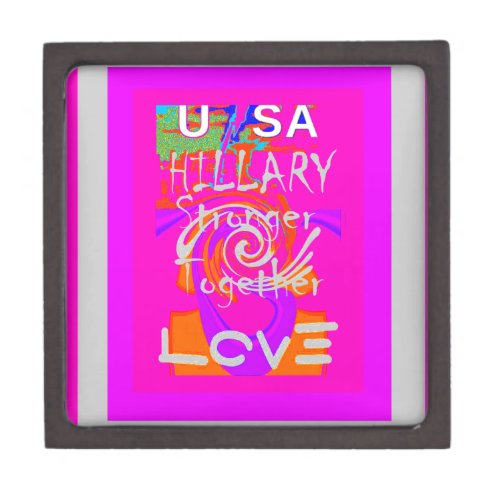 USA Stunning Hillary Stronger Together Baby Pink Jewelry Box