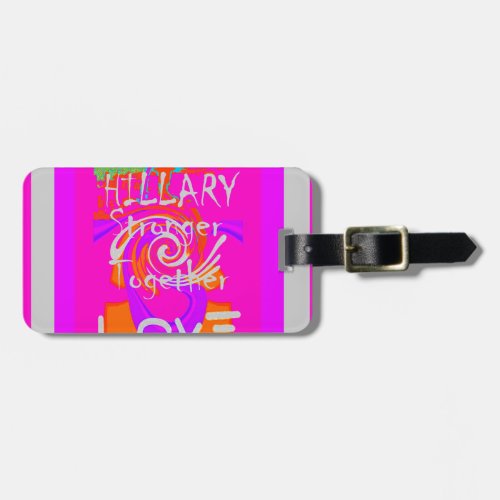 USA Stunning Hillary Stronger Together Baby Pink Luggage Tag