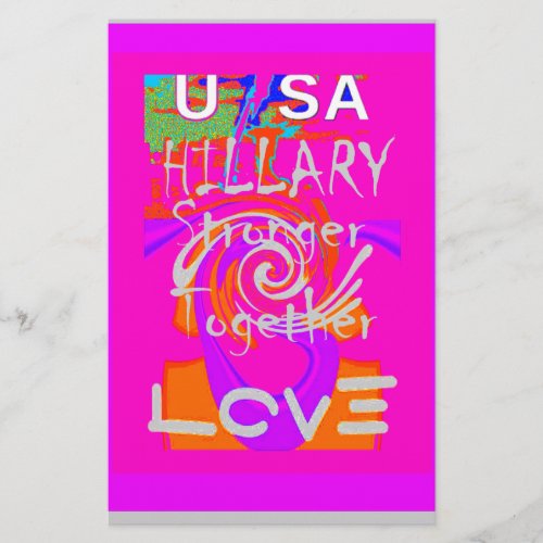 USA Stunning Hillary Stronger Together Baby Pink Stationery