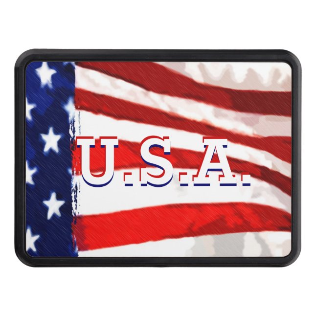 USA Stylized American Flag Trailer Hitch Cover (Front)