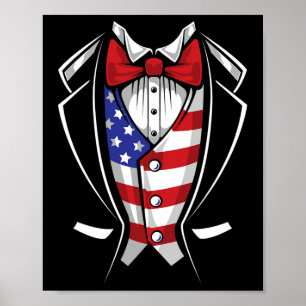 Usa Suit Tuxedo Patriotic 4th Of July Flag America Poster