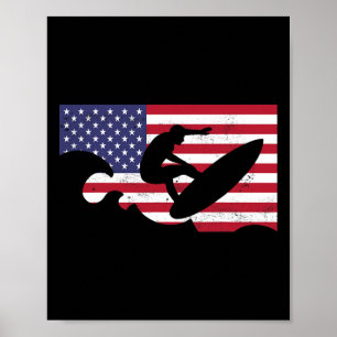 Usa Summer Sport Games Surfing American Flag Team Poster