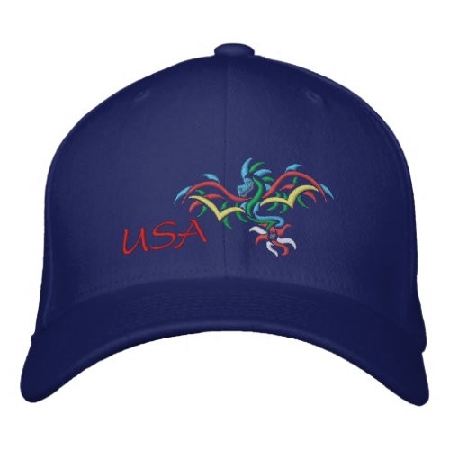 USA SUN  DRAGON EMBROIDERED BASEBALL CAP