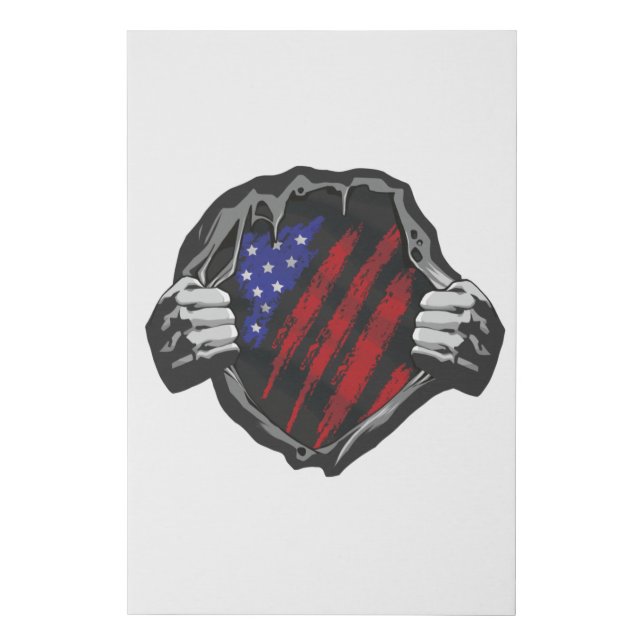 USA Superhero Costume Flag Faux Canvas Print (Front)