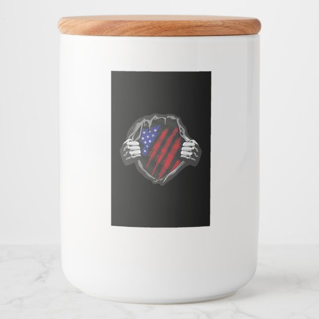 USA Superhero Costume Flag Food Label (Front)