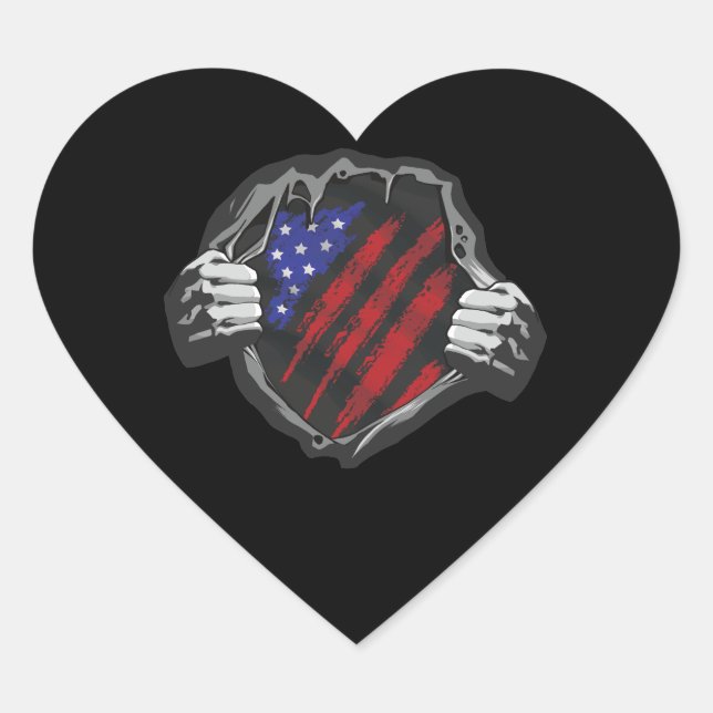 USA Superhero Costume Flag Heart Sticker (Front)