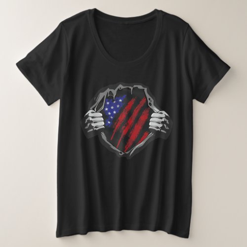 USA Superhero Costume Flag Plus Size T_Shirt