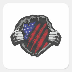 USA Superhero Costume Flag Square Sticker