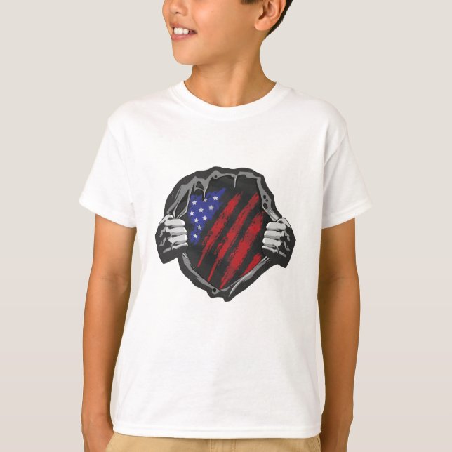 USA Superhero Costume Flag T-Shirt (Front)