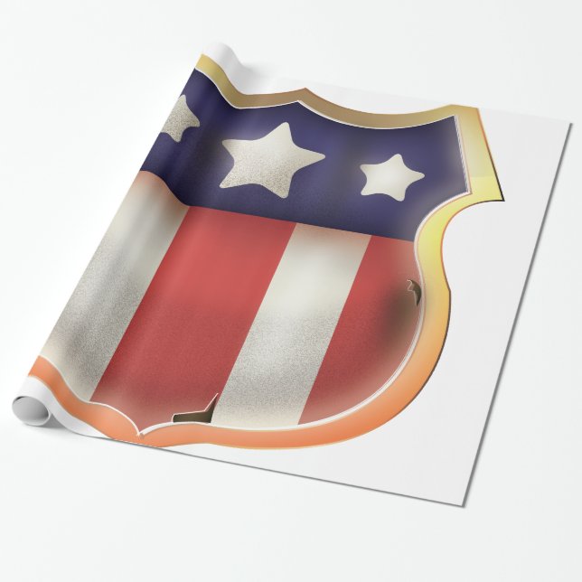 USA Superhero Vintage Shield. Wrapping Paper (Unrolled)
