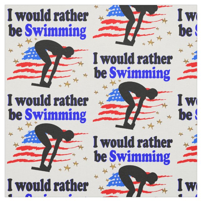 USA SWIMMER DESIGN I WOULD RATHER BE SWIMMING FABRIC (Swatch)