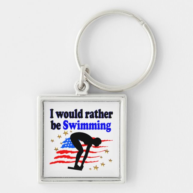 USA SWIMMER DESIGN I WOULD RATHER BE SWIMMING KEYCHAIN (Front)