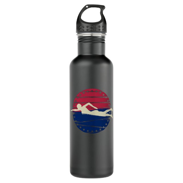 USA Swimmer Swimming Sport Athlete Stainless Steel Water Bottle (Front)