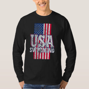 Usa Swimming Team Cool Swim Flag Swimming Fourth O T-Shirt