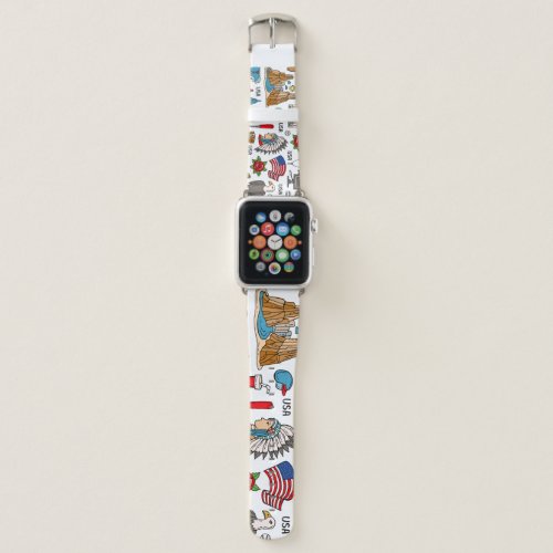 USA Symbols Vintage Seamless Pattern Apple Watch Band