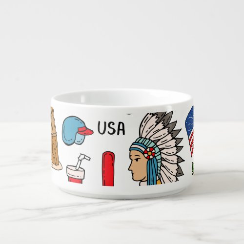 USA Symbols Vintage Seamless Pattern Bowl