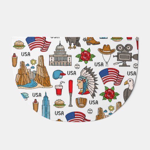 USA Symbols Vintage Seamless Pattern Doormat