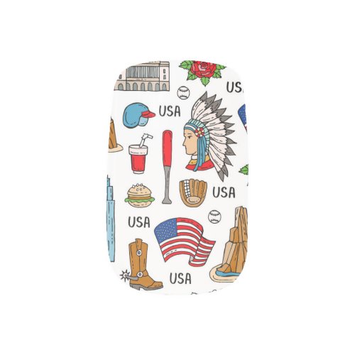 USA Symbols Vintage Seamless Pattern Minx Nail Art