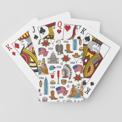 USA Symbols Vintage Seamless Pattern Playing Cards