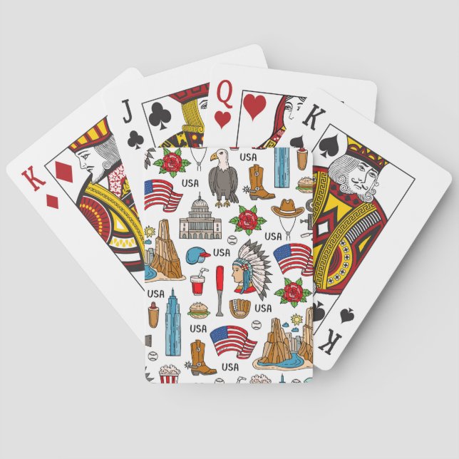 USA Symbols Vintage Seamless Pattern Poker Cards (Back)