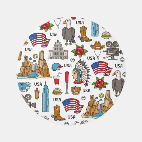 USA Symbols Vintage Seamless Pattern Rug