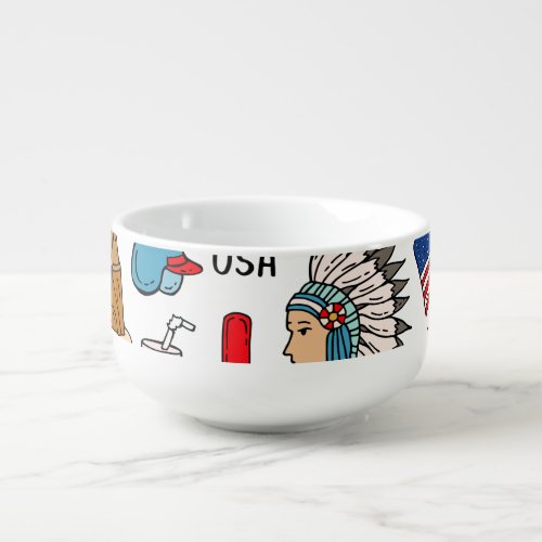 USA Symbols Vintage Seamless Pattern Soup Mug