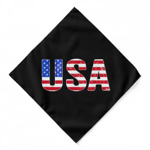 USA T Shirt Patriotic American Flag Men Women Kids Bandana