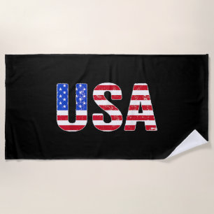 USA T Shirt Patriotic American Flag Men Women Kids Beach Towel